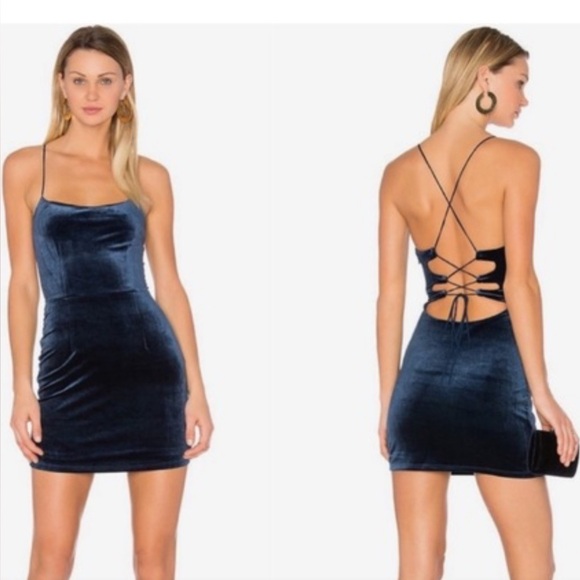 NBD Navy Velvet Mini Dress - Picture 1 of 10